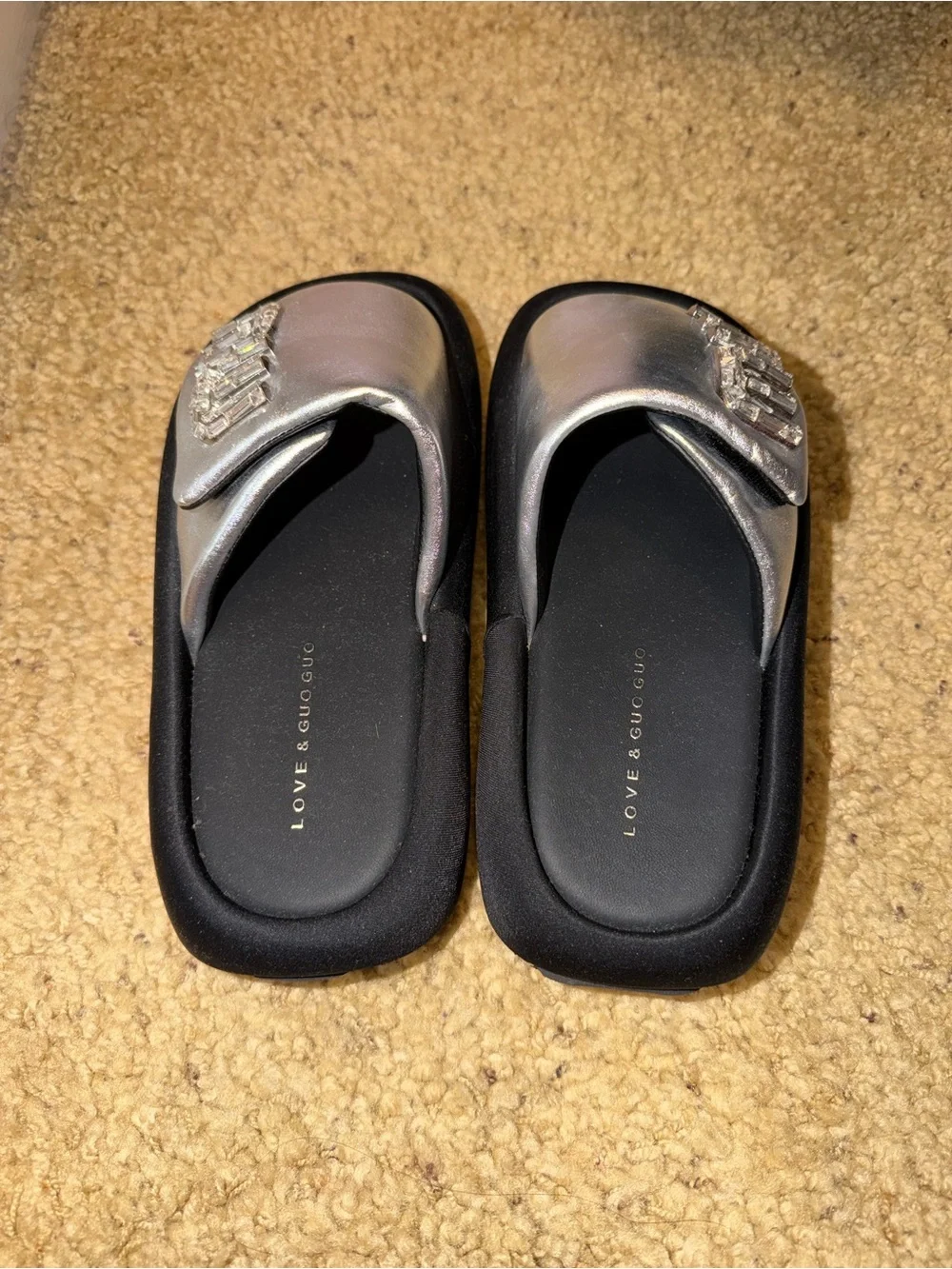 Silver Slide Sandals for Women